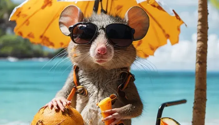 cuidados com seu roedor no calor Rato na praia